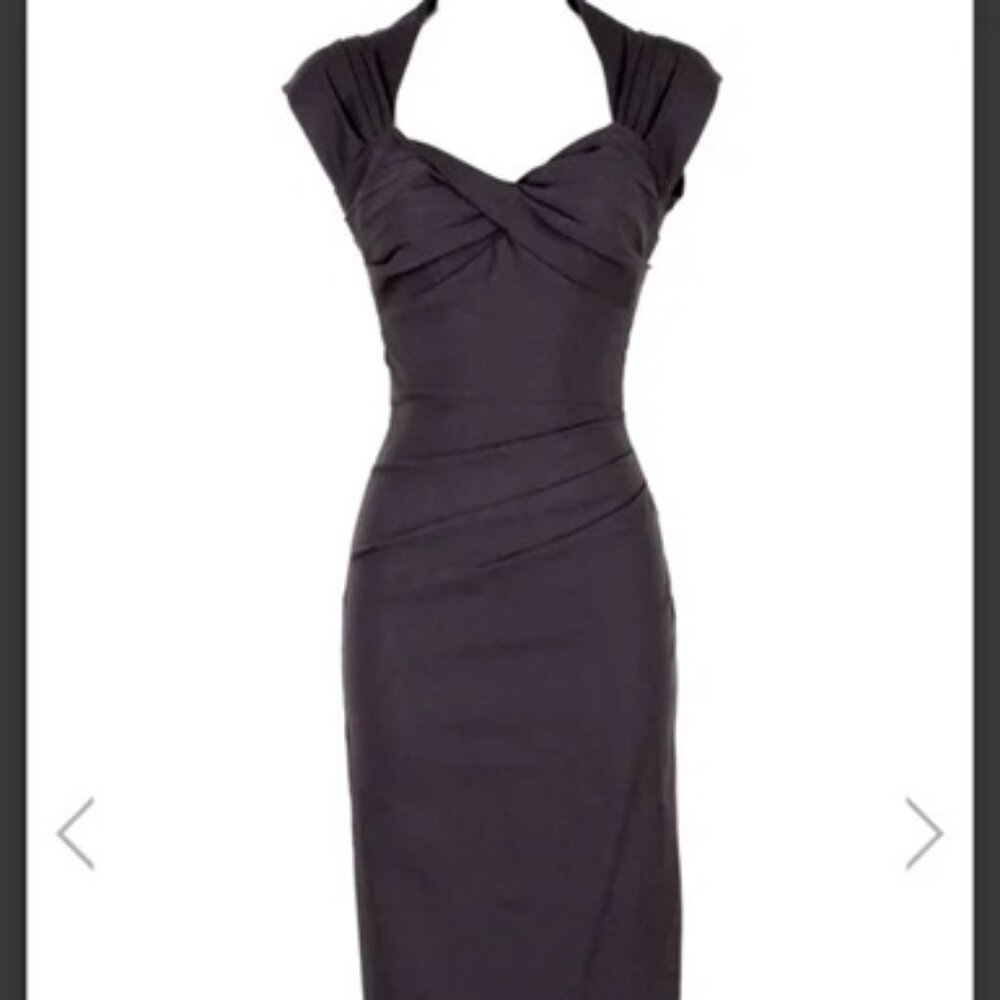 Stop Staring Love Cap Sleeve 1940s Black Dress - Size LARGE (Fits Medium)